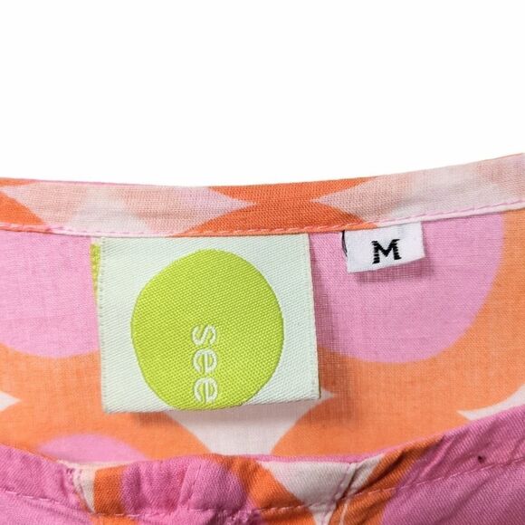 SEE DESIGN 70's Circle Dot Mod Popover Tunic M - Picture 5 of 8